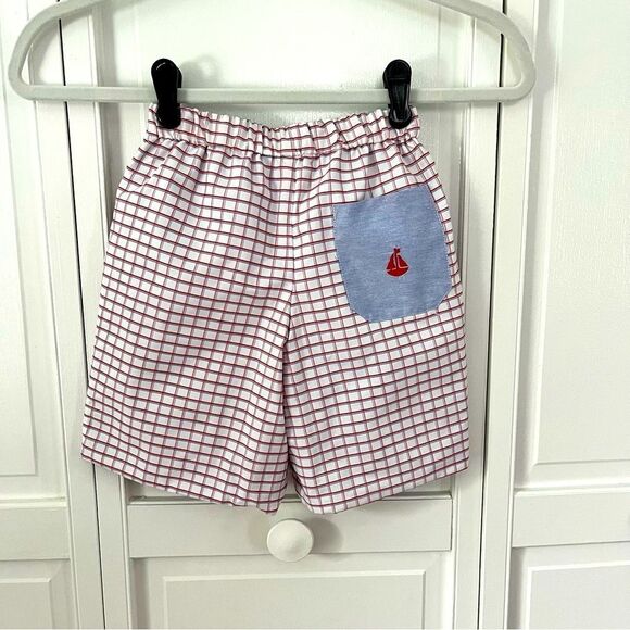 NEW Nantucket Kids Preston Reversible Shorts Red BluePlaid Chambray Boys Size 5 - Picture 9 of 11